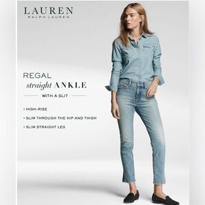 Ralph Lauren NWT Regal Straight Ankle Denim Jeans Faded Wash Size 29
